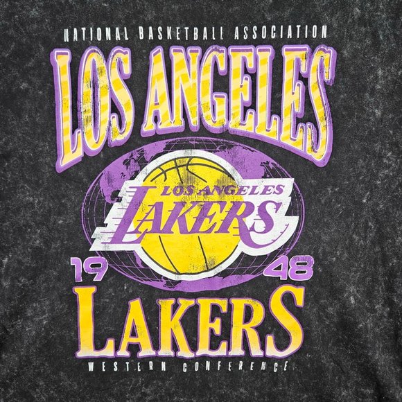 NBA Los Angeles Lakers Western Conference Acid Wash T-Shirt Men's Size XL Gray - Picture 2 of 10